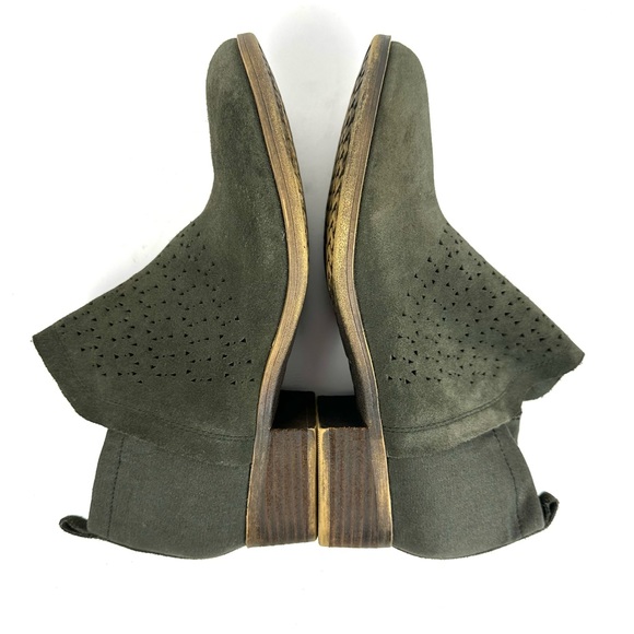 TOMS Deia Forest Suede Leather Perforated Ankle Bootie Size 7 - Picture 6 of 15